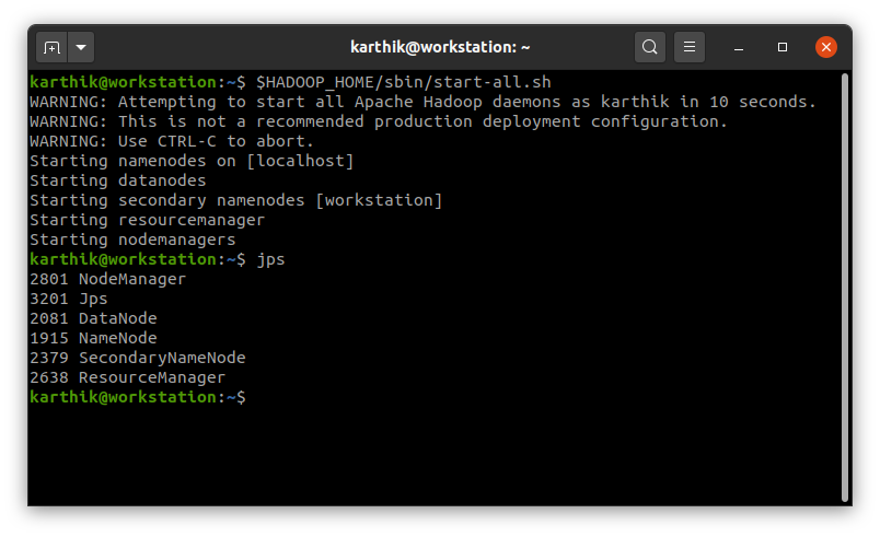 Start hadoop pseudo distributed cluster Start hadoop pseudo distributed cluster