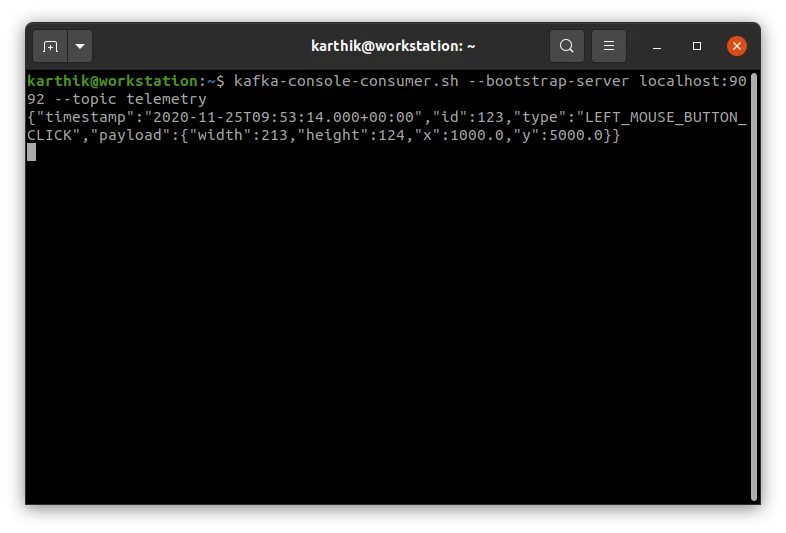 Telemetry data received in kafka consumer